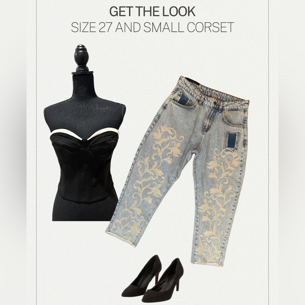 Embroidered Ankle Cropped Jeans